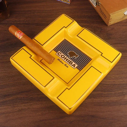 Cenicero grande de cerámica Cohiba con 4 ranuras, creativo y lujoso, para escritorio, oficina, accesorios para fumar