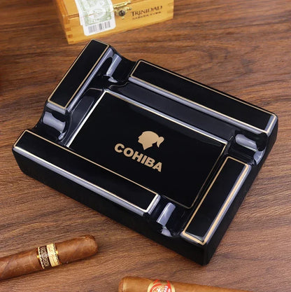 Cenicero grande de cerámica Cohiba con 4 ranuras, creativo y lujoso, para escritorio, oficina, accesorios para fumar