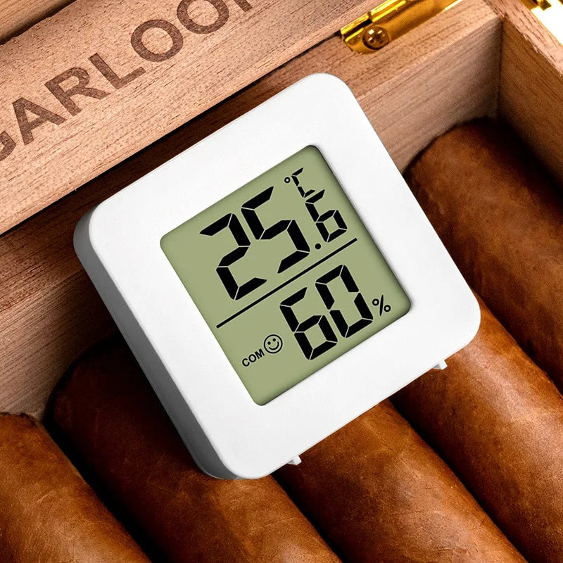 Accesorios para cigarros Pantalla LCD digital en miniatura Sensor de temperatura conveniente Higrómetro Termómetro para humidor de cigarros