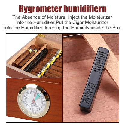 Caja humidificadora de viaje para puros Estuche humidificador para puros con higrómetro Humidificador de madera de cedro Portátil Transparente