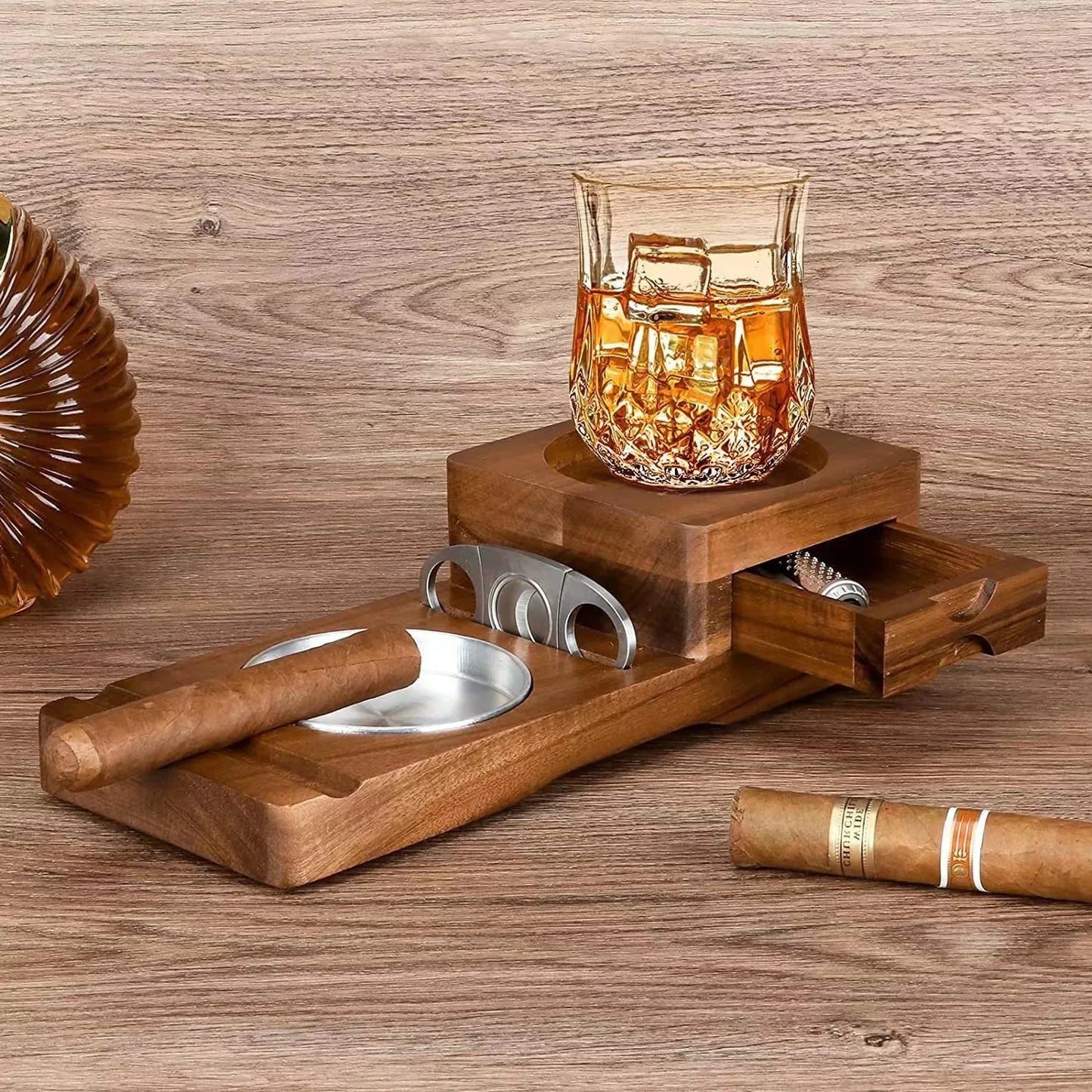 Wood Ashtray Cigar | Whiskey Tray Cigar Holder | El Puro Cigar Store