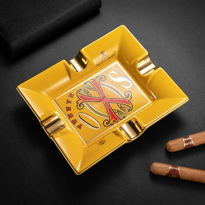 European Style Ceramic Home Cigar Luxury Cigar Ashtray Portable Travel Ash Slot Tobacco Cigar Accessories