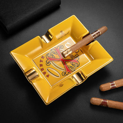 European Style Ceramic Home Cigar Luxury Cigar Ashtray Portable Travel Ash Slot Tobacco Cigar Accessories