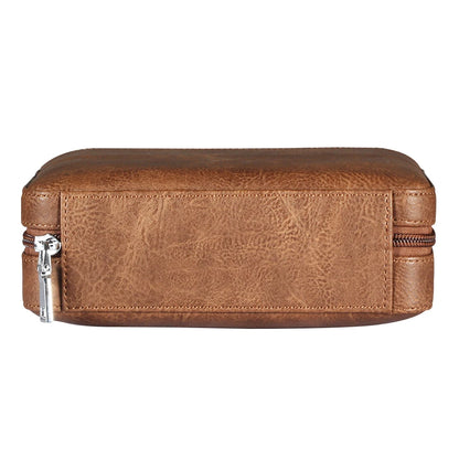 GALINER Portable Humidor Cigar Travel Case Leather Cedar Wood 4 Tube Holder Cigar Humidor Box W/ Cigar Accessories                                                                                       .