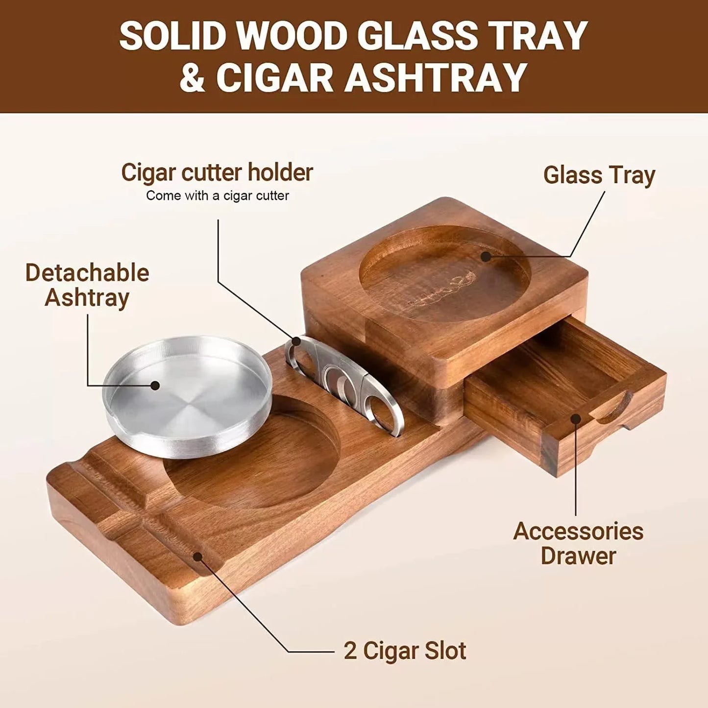 Wood Ashtray Cigar | Whiskey Tray Cigar Holder | El Puro Cigar Store