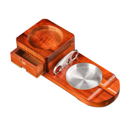 Wooden Cigar Ashtray | Ashtray with Cigar Cutter | El Puro Cigar Store