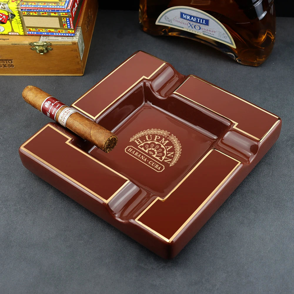 Cohiba Cigar Ashtray Large Ceramic 4 Slot Tray Creative Luxury Cigar Ashtray Desk Office Ashtray Smoking Accessories