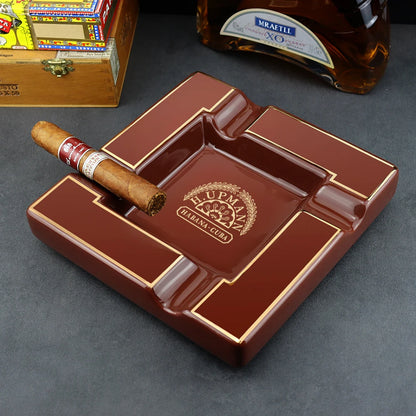 Cohiba Cigar Ashtray Large Ceramic 4 Slot Tray Creative Luxury Cigar Ashtray Desk Office Ashtray Smoking Accessories