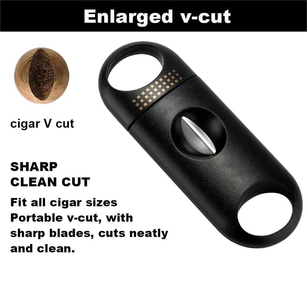 Cigar Cutter Cigar Set V Cut Flat Cutter Punch Ashtray Sharp Cigar Scissors Stainless Steel Guillotine Knife Cigar Cutting Tool