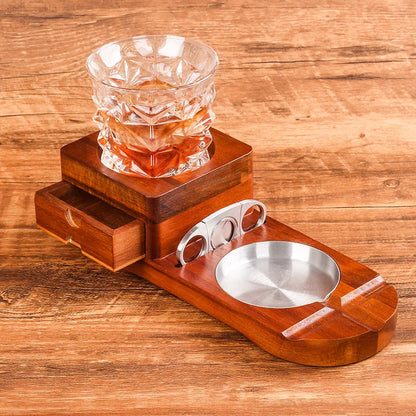 Wooden Cigar Ashtray | Ashtray with Cigar Cutter | El Puro Cigar Store