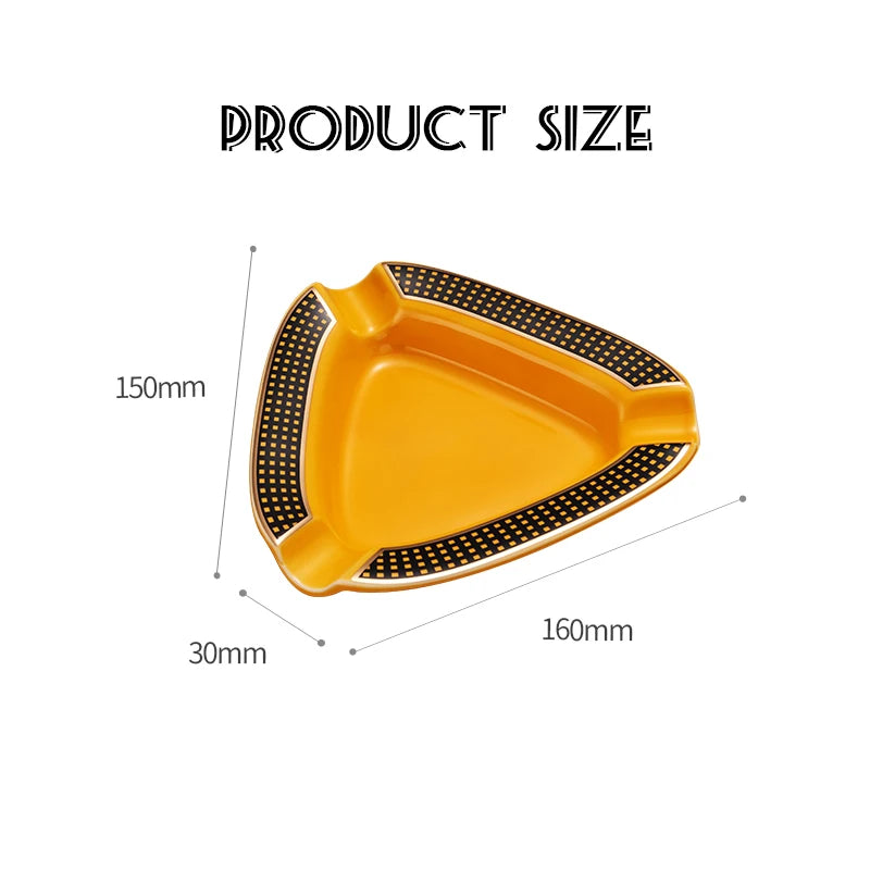 Cigar Ashtray Creative Triangle Portable Three Cigarette Slot Ceramic Ashtray Triangular Smoking Accessories Gift for Men Father